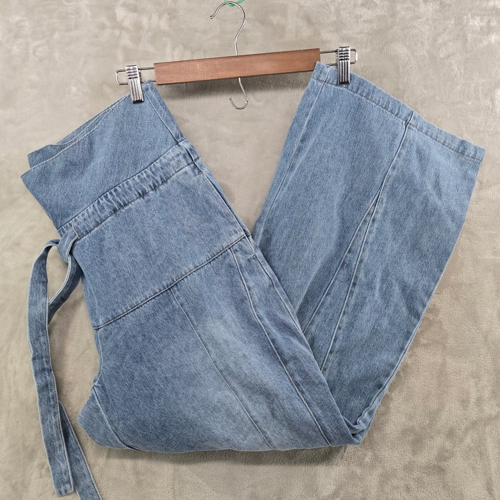 NWT Bumpsuit Women S The Relaxed Denim Jean Medium Blue High Waist Wide Leg Belt